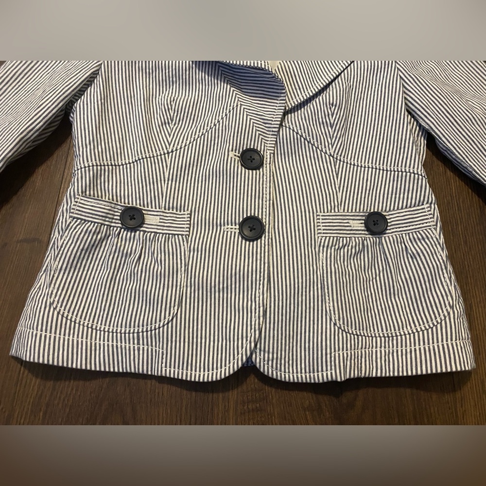 Women’s Banana Republic Blue Pin Stripe White Blazer Jacket 2P - Picture 5 of 12